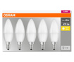 Set 5 becuri LED Osram, plastic, B-shape, E14, transparent, 4x4x11 cm