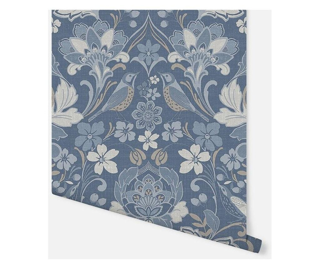 Folk Floral Denim Blue Tapéta 53x1005 cm