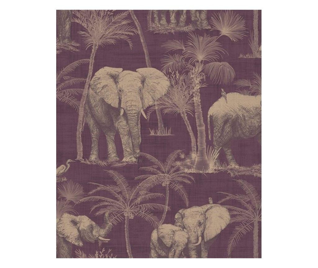 Elephant Grove Aubergine Tapéta 53x1005 cm