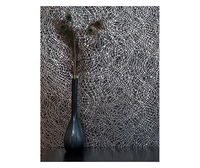 Foil Swirl Black/Silver Tapéta 53x1005 cm