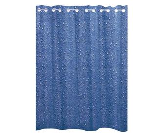 Perdea de dus albastra cu picaturi din material plastic ecologic inalta calitate cu inele incorporate Drops 180cmx200cm Ridder,