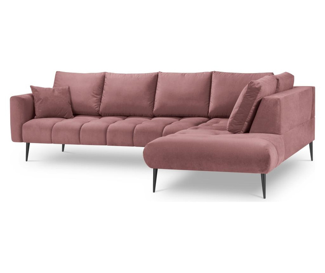 Baršunasta desna kutna sofa Octave Pink