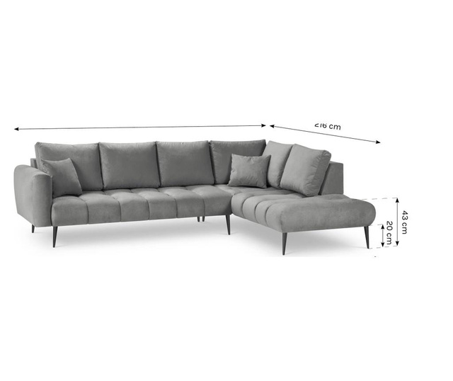 Baršunasta desna kutna sofa Octave Pink