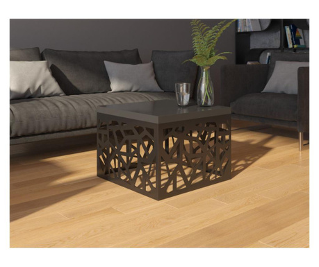 RESIGILAT Masuta de cafea Hard Furniture, Tachta, baza de otel, 60x60x45 cm