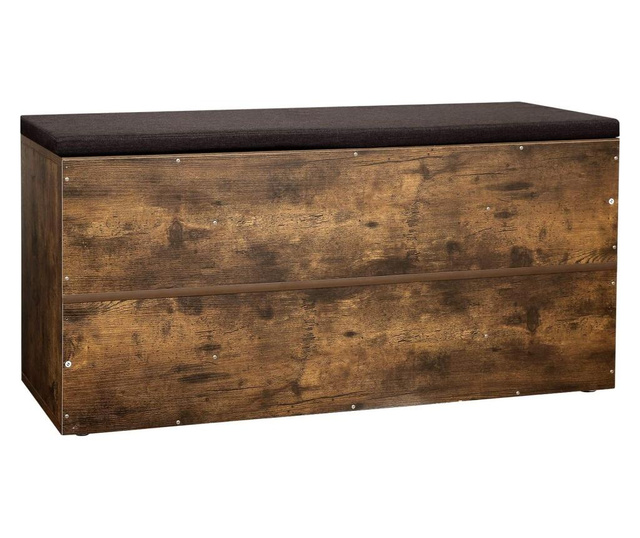 Bancheta cu spatiu pentru depozitare Vasagle, maro rustic, 104x30x48 cm