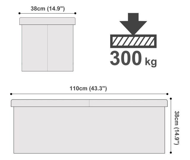 Bancheta cu spatiu pentru depozitare Songmics, maro, 110x38x38 cm