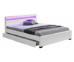 Pat tapitat dormitor 160x200, modern, LED, suport saltea inclus, 4 sertare, piele eco alb, Bortis Impex
