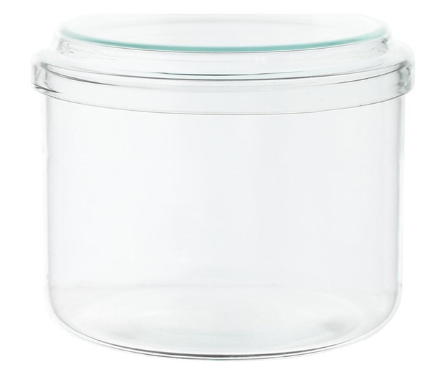 Комплект от 2 цилиндрични стъклени контейнера за сервиране и съхранение, Simax, с 2 стъклени капачки и 1 пластмасов капак, термо