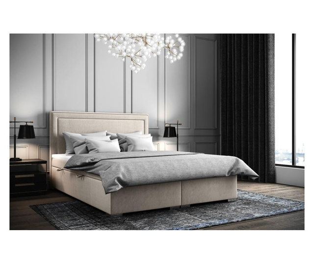 Annecy Beige Boxspring ágy tárolóhellyel és védőmatraccal 160x200 cm