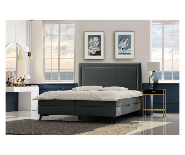 Soho Manhattan Grey Boxspring ágy tárolóhellyel és védőmatraccal 180x200 cm