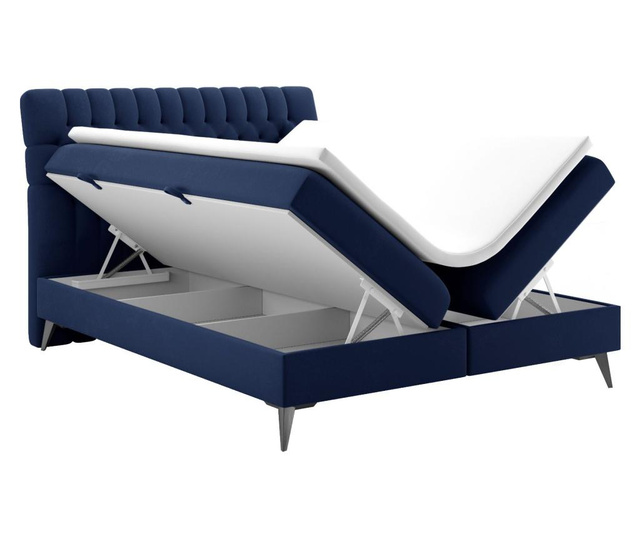 Madison Galaxy Blue Boxspring ágy tárolóhellyel és védőmatraccal 160x200 cm