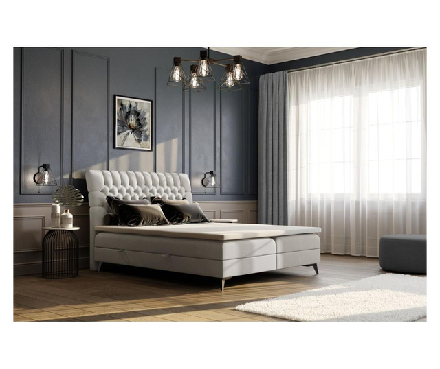 Čalúnená posteľ s úložným priestorom a doplnkovým matracom Madison Beige 180x200 cm