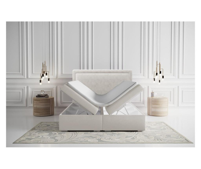 Boxspring postelja s prostorom za shranjevanje Tribeca White 160x200 cm