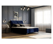 Pat cu spatiu pentru depozitare si saltea topper Maison De Reve, Madison Galaxy Blue, Tablie de pat: rama din lemn, 180x200 cm,