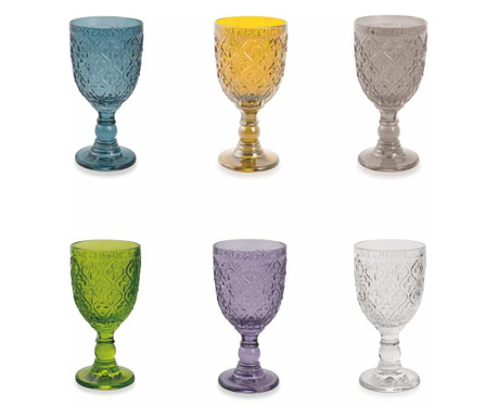 6 pahare pentru apa Villa D'este, Marrakech, sticla, multicolor