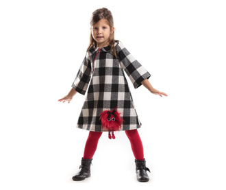 Rochie Denokids, Pompom, negru/alb