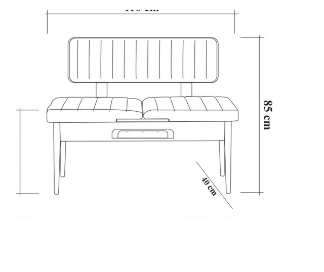 Bancheta extensibila Vella, 110x40x85 cm