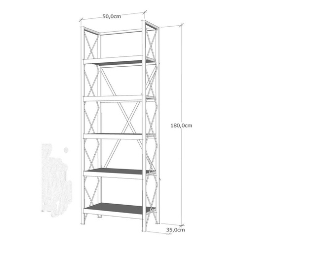 Biblioteca Kalune Design, PAL melaminat, 35x50x180 cm