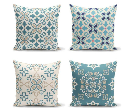 Set 4 jastučnice Minimalist Cushion Covers Ethnic Moroccan Ikat Green Yellow 45x45 cm