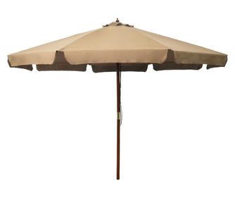 Sončna dežnik za zunanjo uporabo, leseni steber, sivo taupe, 330 cm