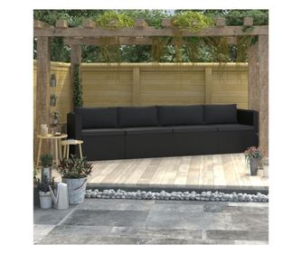 Kertbtor szett prnkkal, 4 rszes, fekete, polirattan