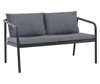 Canapea de grădină cu 2 locuri, cu perne, gri, aluminiu