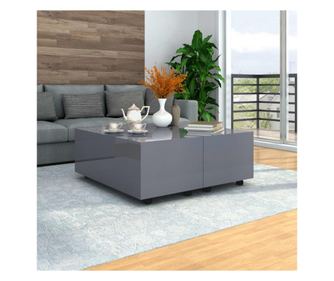 Stolić za kavu, ekstra sjajna siva, 100 x 100 x 35 cm