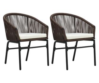 Kerti szkek, 2 db, barna, PVC rattan