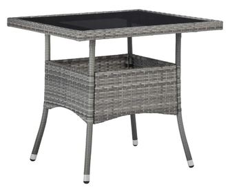 Kltri asztal, szrke, polirattan s veg