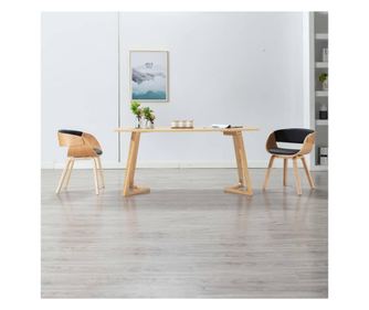 Kuhinjski stol, črn, oblikovan les in ekološka usnja