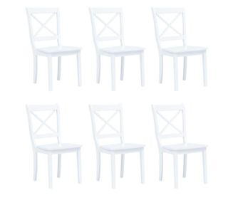 Kuhinjske stolice, 6 kom., bijele, masivno drvo hevea