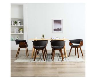 Stolice za blagovaonicu 6 kom. sivo zakrivljeno drvo i tkanina