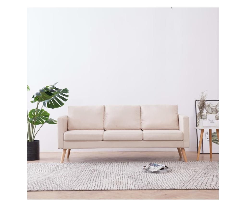 3 szemlyes kanap, krm, szvet