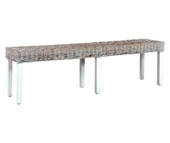Bank, fehr, 160 cm, termszetes kubu rattan s tmr mangfa
