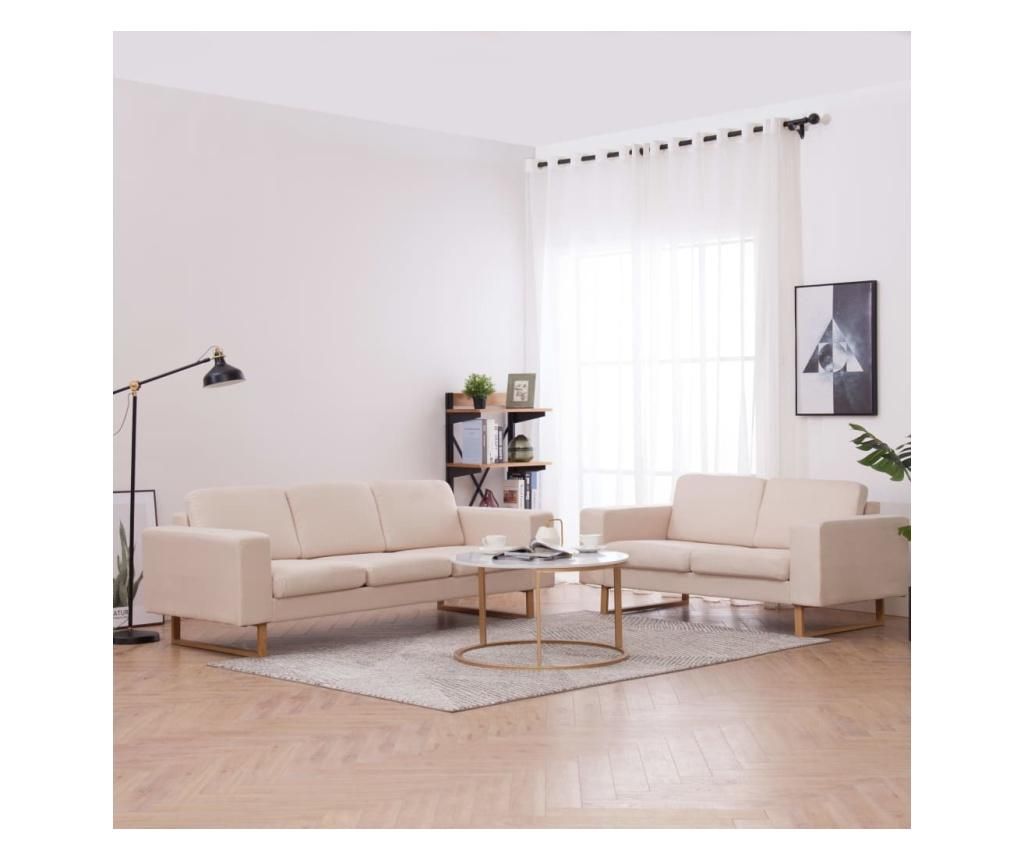 Set kavčev, 2 kosa, krem, tekstilni material