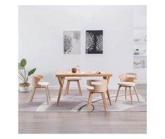 Kuhinjske stolice, 4 kom, krem, savijeno drvo i umjetna koža