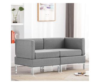 Modularne kutne garniture s jastucima, 2 kom., svijetlosiva, tekstil