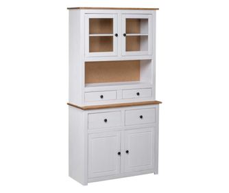 Visoka komoda, bijela, 93x40,5x180 cm, masivno drvo bor, Panama linija