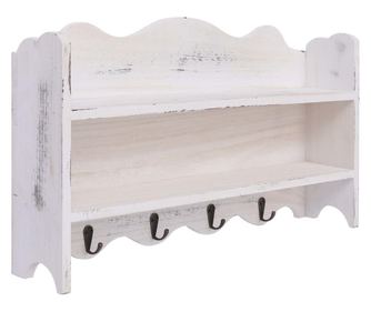 Стенна закачалка, бяла, 50 x 10 x 30 см, дърво