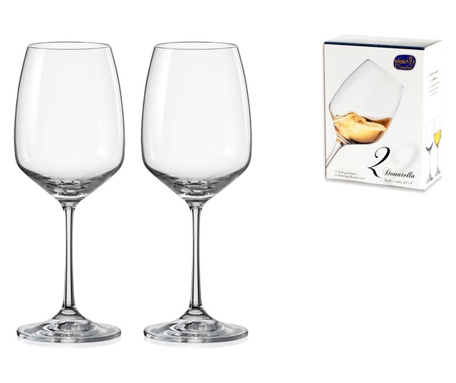 Set 2 pahare pentru vin Bohemia, sticla, transparent, 8x8x21 cm