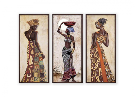 Set 3 tablouri Oyo Concept, lemn masiv, Tablou imprimat digital multicolor