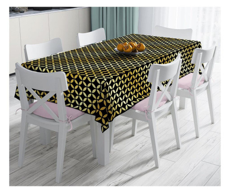 Obrus Minimalist Tablecloths Black Gold Geometric Modern 120x140 cm