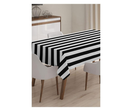 Minimalist Tablecloths Black White Striped Timeless Classic Asztalterítő 120x140 cm