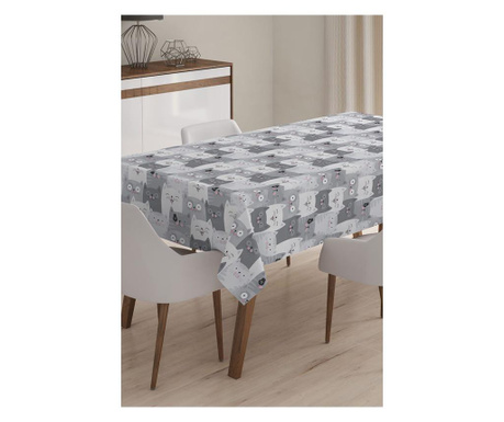 Minimalist Tablecloths Gray Cats Cartoon Asztalterítő 120x140 cm