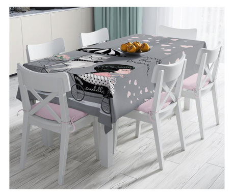Minimalist Tablecloths Girl and Cat Asztalterítő 120x140 cm