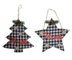 Set 2 decoratiuni suspendabile Item International, Alpine Christmas, LED, negru/alb