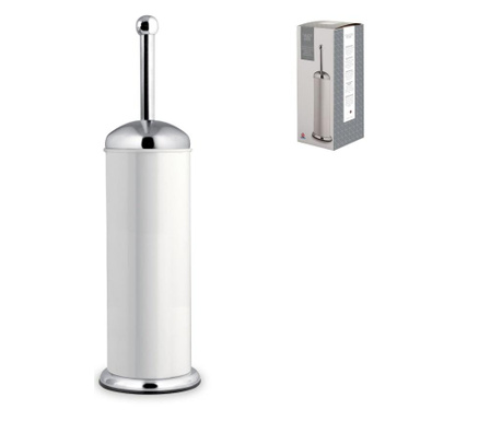 Perie de toaleta cu suport Home In Rombo                 , inox, 12x12x41 cm, alb/gri argintiu