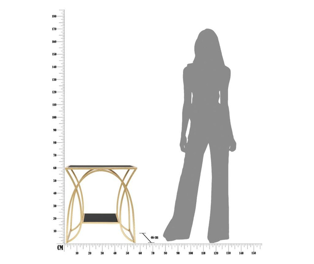 Masuta Mauro Ferretti, fier, 57x46x60 cm, auriu/negru