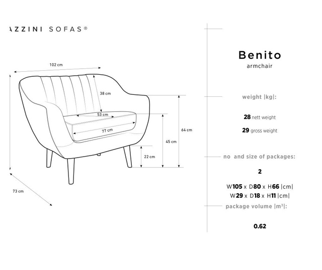 Benito Grey Black Fotel