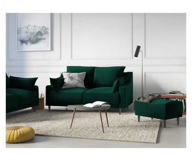 Canapea cu 2 locuri Mazzini Sofas, Lilas Bottle Green, verde, 150x94x90 cm